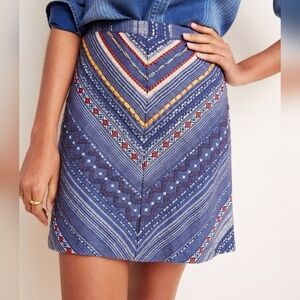 Maeve by Anthropologie Textured Skirt. Blue, Red, White. Size 4